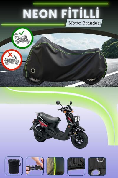 Cemku Shine حقيبة خلفية سوداء وقماش نيون متوافق مع قفل ياماها بي دبليو 100 متوافق مع قماش المحرك