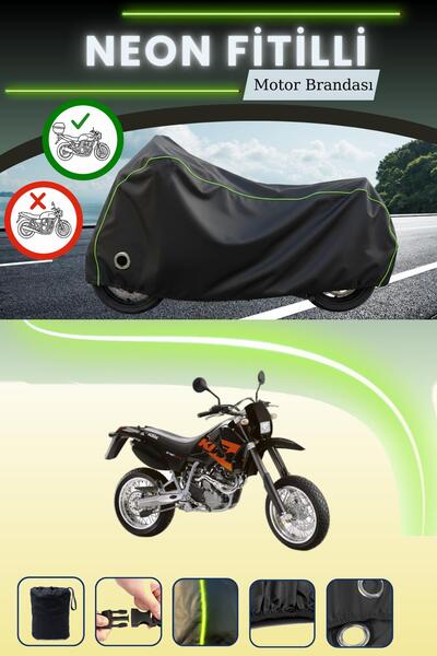 Cemku Shine حقيبة خلفية سوداء وقماش نيون متوافق مع قفل KTM 640 LC4 متوافق مع ...