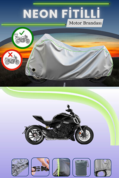 Cemku Shine حقيبة خلفية رمادية نيون قماش مجدّل ومظلة متوافقة مع الدراجة النار...