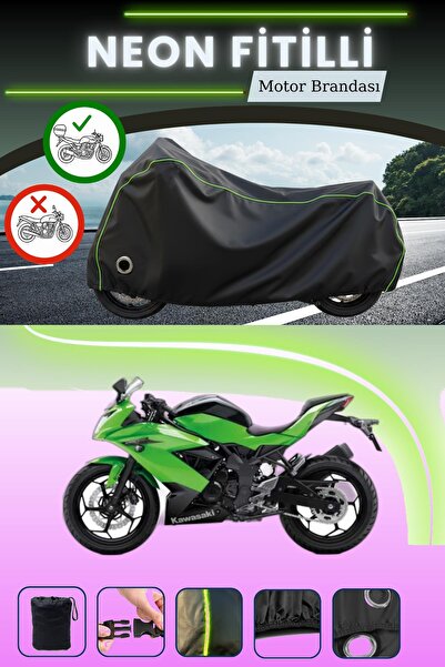 Cemku Shine حقيبة خلفية سوداء وقماش نيون متوافق مع قفل كاواساكي نينجا 250SL م...