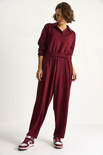 Bianco Lucci Women's Soft Textured Polo Neck Short Sweat Shalwar Viscose Diving Suit 6818 60283530