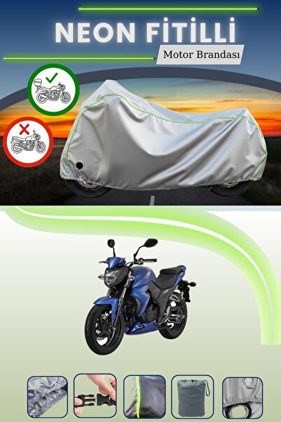 Cemku Shine Gray Rear Bag and Lock Compatible Neon Corded Sym Wolf Sb 250 Ni Compatible Motorcycle Tarpaulin