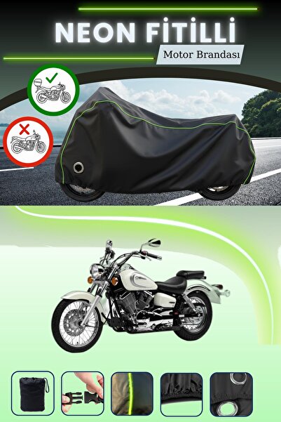 Cemku Shine حقيبة خلفية سوداء وقماش نيون متوافق مع قفل ياماها XVS 250 دراج ست...