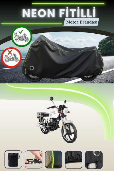 Cemku Shine حقيبة خلفية سوداء وقفل متوافقان مع قماش المحرك المتوافق مع نيون فيتيل يوكي YK 125-7D أبولو