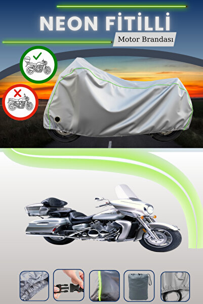 Cemku Shine حقيبة خلفية رمادية اللون ومتوافقة مع قماش نيون فايتي ياماها فينتشر رويال المتوافق مع الدراجات النارية