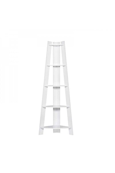 BAITY 10 Unit Storage Shelves Pyramid Shape 4 Tiers - Malaysian Wood - White Color