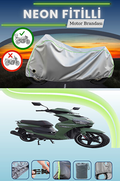 Cemku Shine حقيبة خلفية رمادية اللون ومتوافقة مع قماش نيون فايتيل موتولوكس W46 المتوافق مع الدراجات النارية