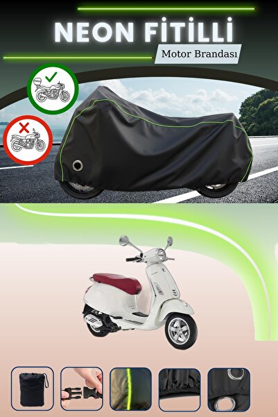 Cemku Shine حقيبة خلفية سوداء وقماش نيون متوافق مع قفل Vespa Primavera 50 Tou...