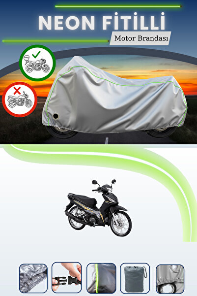 Cemku Shine حقيبة خلفية رمادية نيون قماش مجدّل ومظلة متوافقة مع هوندا ويف متو...