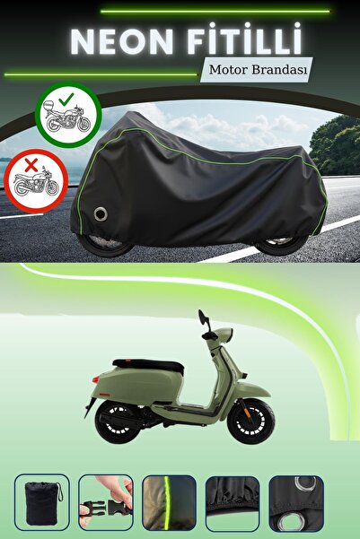 Cemku Shine حقيبة خلفية سوداء وقماش محرك متوافق مع نيون فيتيلي لامبريتا V50 س...