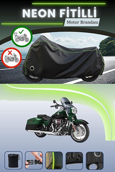 Cemku Shine حقيبة خلفية سوداء وقماش نيون متوافق مع قفل هارلي ديفيدسون CVO رود...