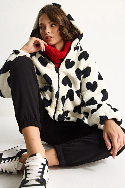 Bianco Lucci Women's Heart Hooded Oversize Plush Coat Ri00001 60283537