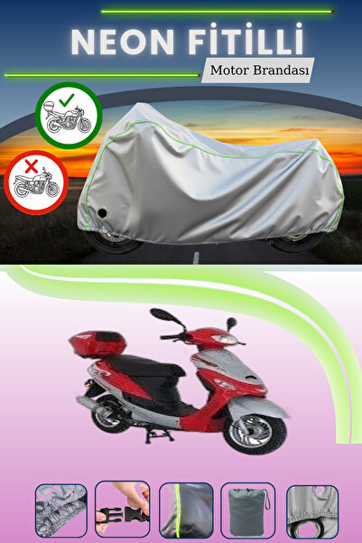 Cemku Shine Gray Neon Corded Fabric Rear Bag and Lock Compatible Mondial 50 H...