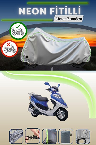 Cemku Shine حقيبة خلفية رمادية اللون ومتوافقة مع قماش نيون فيتيل كانوني تريكس 125 المتوافق مع الدراجات النارية