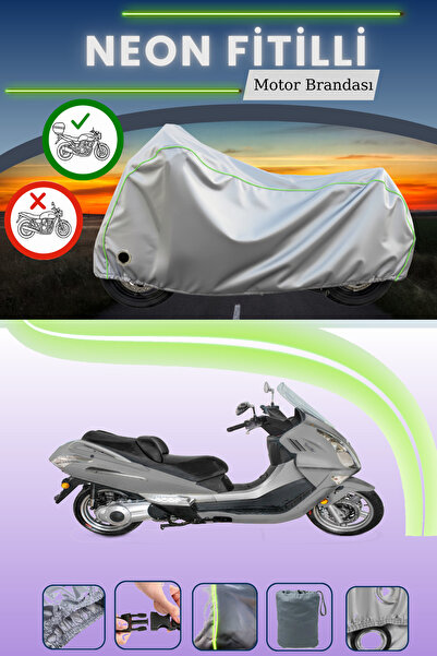 Cemku Shine حقيبة خلفية رمادية اللون ومتوافقة مع قماش نيون فايتي لدراجة نارية...