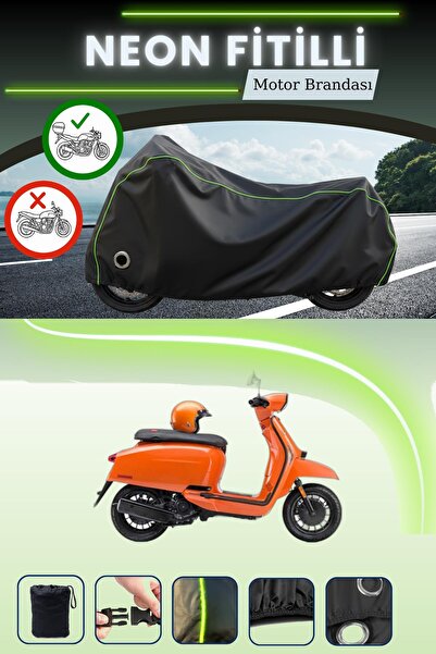 Cemku Shine حقيبة خلفية سوداء وقماش محرك متوافق مع نيون فيتيلي لامبريتا V200 ...