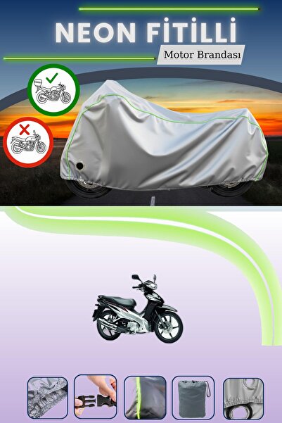 Cemku Shine حقيبة خلفية رمادية اللون ومتوافقة مع قماش نيون متوافق مع دراجة نارية هوندا ويف 110