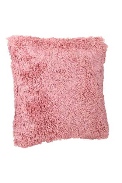 DavidaHome Decorative pillow, plain pattern, two-sided, fluffy fur, 50x50 cm, pink