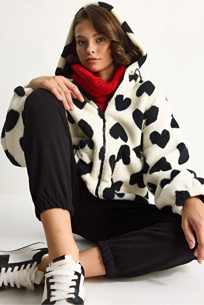 Bianco Lucci Women's Heart Hooded Oversize Plush Coat Ri00001 60283537
