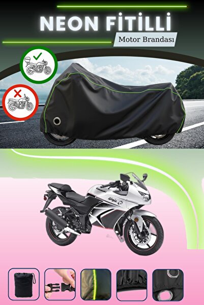 Cemku Shine حقيبة خلفية سوداء وقماش نيون متوافق مع قفل كاواساكي نينجا 250R مت...