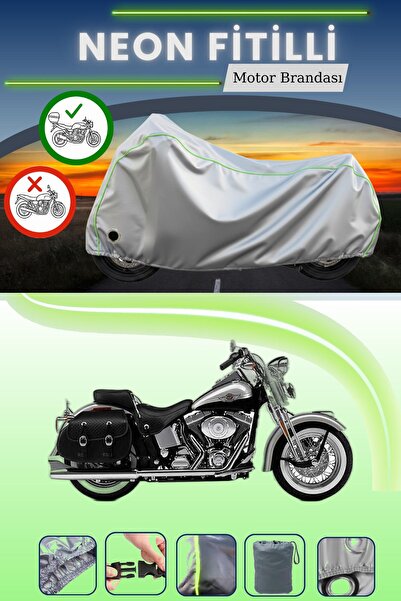 Cemku Shine حقيبة خلفية رمادية نيون قماش مجدّل ومتوافقة مع قماش المحرك هارلي ...