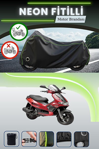 Cemku Shine حقيبة خلفية سوداء وقفل متوافقان مع غطاء محرك نيون فايتيل جيليرا رانر 180