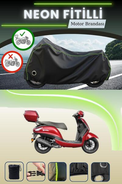 Cemku Shine حقيبة خلفية سوداء وقماش متوافق مع قفل نيون فيتيلي يوكي إنزو 50 متوافق مع قماش المحرك