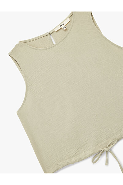 Koton Front Tie Bow Crew Neck Sleeveless Basic Blouse