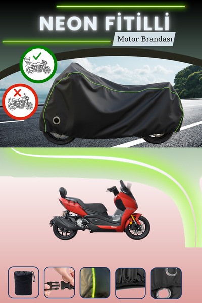 Cemku Shine حقيبة خلفية سوداء وقماش نيون متوافق مع قفل يوكي هوراكان TR250T مت...