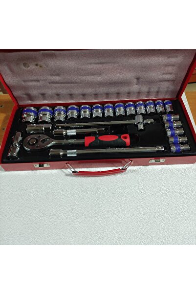 Solid 24 Piece Socket Wrench Set 1/2 Metal Case Vanadium Steel