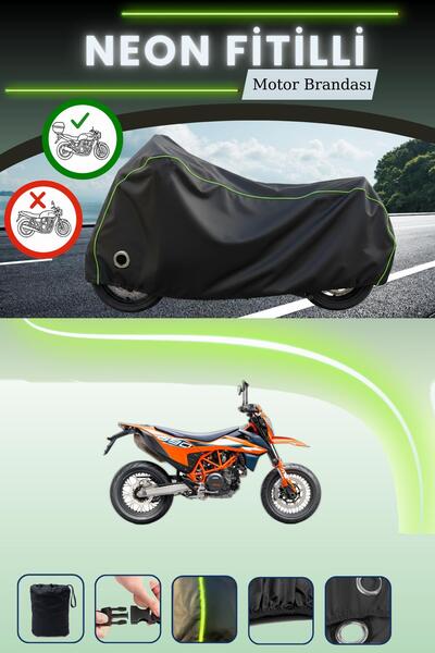 Cemku Shine حقيبة خلفية سوداء وقماش نيون متوافق مع قفل KTM 690 SMC R متوافق م...