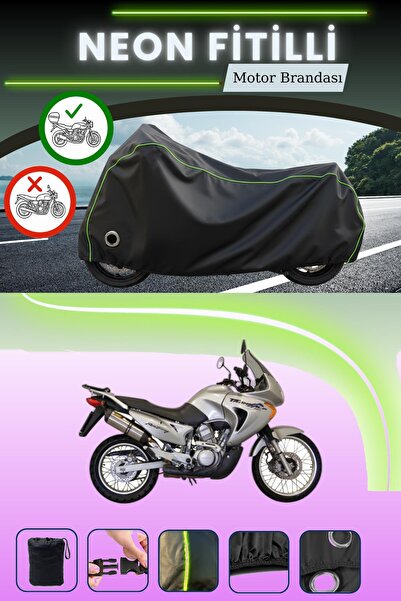 Cemku Shine حقيبة خلفية سوداء وقماش نيون متوافق مع قفل هوندا XL 650 ترانسالب ...