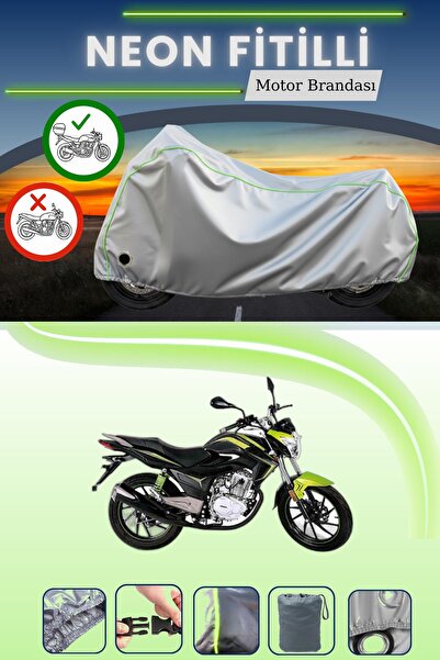 Cemku Shine حقيبة خلفية رمادية اللون ومتوافقة مع قماش نيون فيتيل فولك سبورت 150 المتوافق مع الدراجات النارية