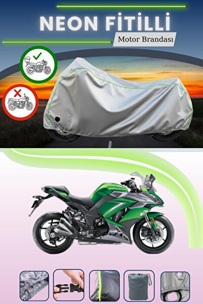 Cemku Shine حقيبة خلفية رمادية اللون وقماش نيون متوافق مع قفل Kawasaki Z 1000...