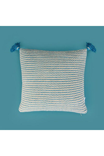 Evidea Μαλακό γυαλιστερό μαξιλάρι - Μπεζ / Μπλε - 45x45 cm