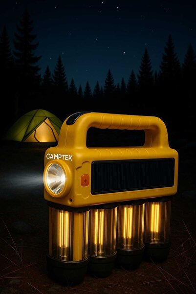 kamptek kamp teknolojisi Güneş Enerjili Projektör Işıldak Tipi Lamba Profesyo...