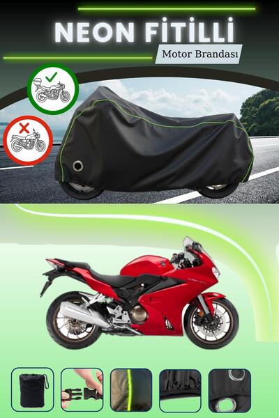 Cemku Shine Black Tail Bag and Lock Compatible Neon Corded Honda Vfr 800 Comp...