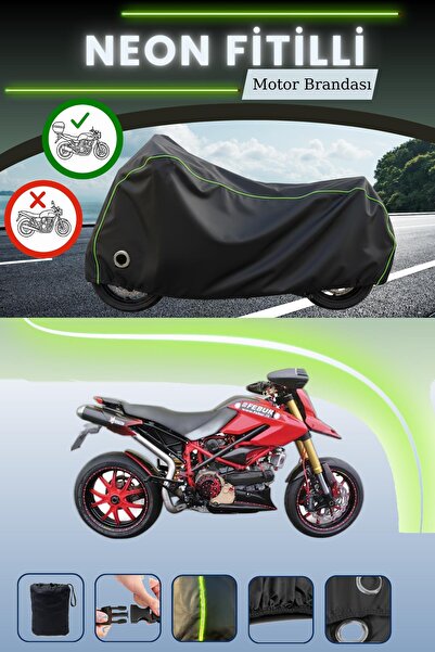 Cemku Shine حقيبة خلفية سوداء وقفل متوافقان مع قماش المحرك المتوافق مع نيون فيتيل دوكاتي هايبرموتارد 1100 إيفو إس بي