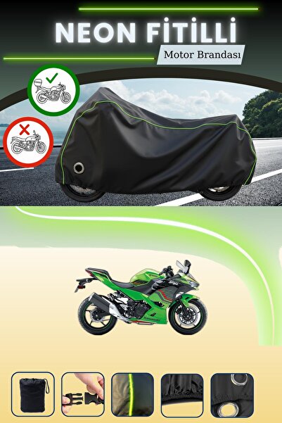 Cemku Shine حقيبة خلفية سوداء وقماش نيون متوافق مع قفل كاواساكي نينجا 400 متو...