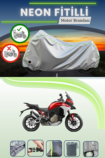 Cemku Shine حقيبة خلفية رمادية نيون قماش مجدّل ومظلة متوافقة مع الدراجة النار...