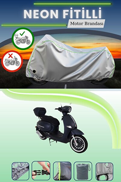 Cemku Shine حقيبة خلفية رمادية اللون ومتوافقة مع قماش نيون فايتي أورا كابوتشينو 125 المتوافق مع الدراجات النارية