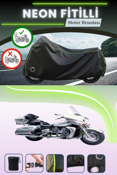 Cemku Shine حقيبة خلفية سوداء وقفل متوافقان مع قماش نيون متوافق مع ياماها فين...