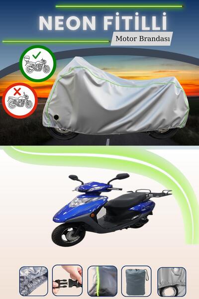 Cemku Shine حقيبة خلفية رمادية اللون ومتوافقة مع قماش نيون فيتيل كينج موتور س...