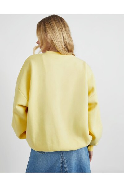 The Champ Clothing Γυναικείο φούτερ Oversize Be Hot με στάμπα κίτρινο – Λαιμόκοψη, 3 κλωστές από φλις με ανάλαφρη επένδυση