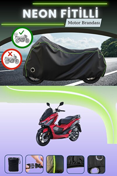 Cemku Shine Siyah Arka Çanta ve Kilit Uyumlu Neon Fitilli SYM Jet X 125 Uyuml...