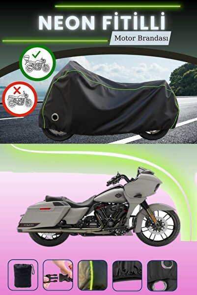 Cemku Shine حقيبة خلفية سوداء وقماش نيون متوافق مع قفل هارلي ديفيدسون CVO Roa...