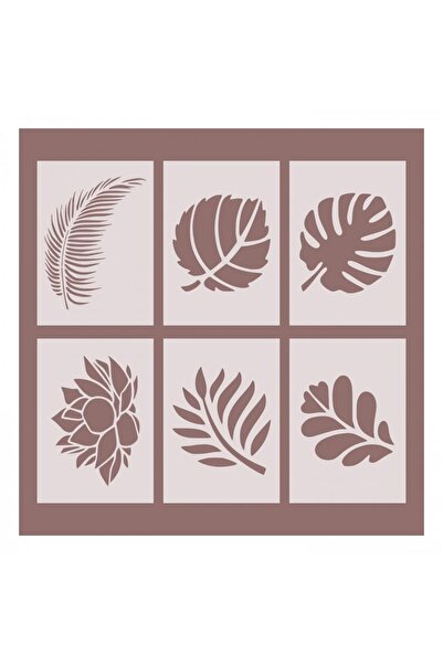 Maxrom Set of 6 stencils 300x210x0.7mm, Leafs / Frunze, A4 format each piece in the set, Reusable MX70005,