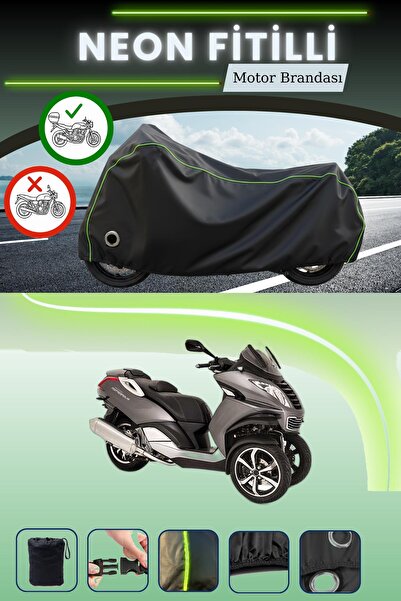 Cemku Shine حقيبة خلفية سوداء وقماش نيون متوافق مع قفل متوافق مع ماركة بيجو ميتروبوليس إس دبليو 400