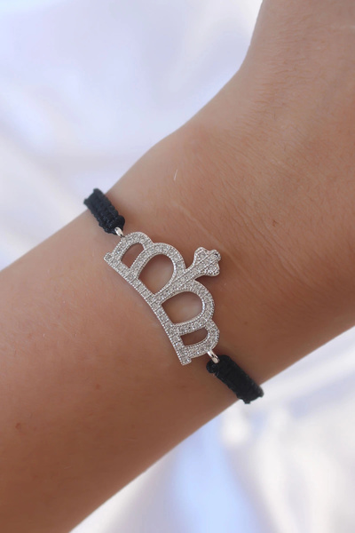 Skygo Gümüş Renk Zirkon Taşlı Taç Figür Makrome Bileklik