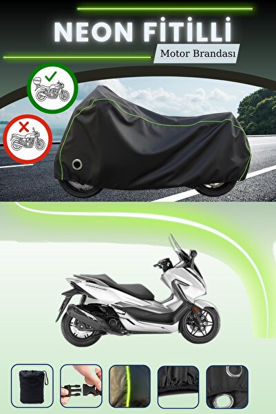 Cemku Shine حقيبة خلفية سوداء وقماش نيون متوافق مع قفل هوندا NSS300 فورزا متو...